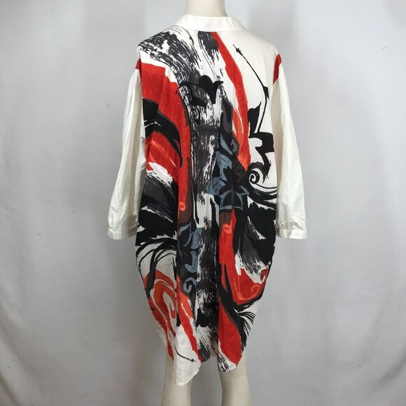 ULLA POPKEN - WOMEN'S 20/22 - ART TO WEAR 3/4 SLEEVE V NECK COTTON TUNIC DRESS - Picture 5 of 7